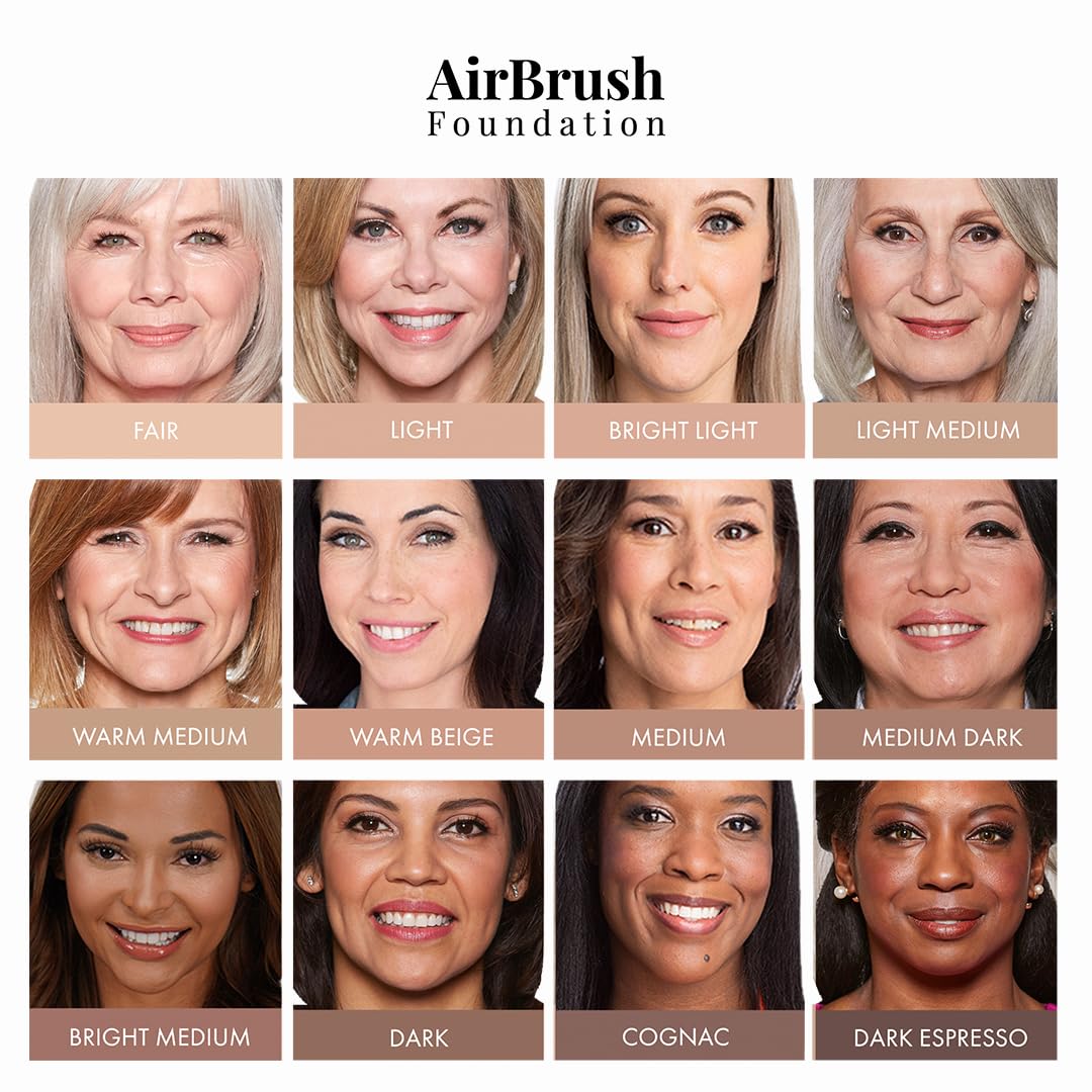 MagicMinerals AirBrush Foundation by Jerome Alexander – 2pc Set with Airbrush Foundation and Kabuki Brush - Spray Makeup with Anti-aging Ingredients for Smooth Radiant Skin - Fair