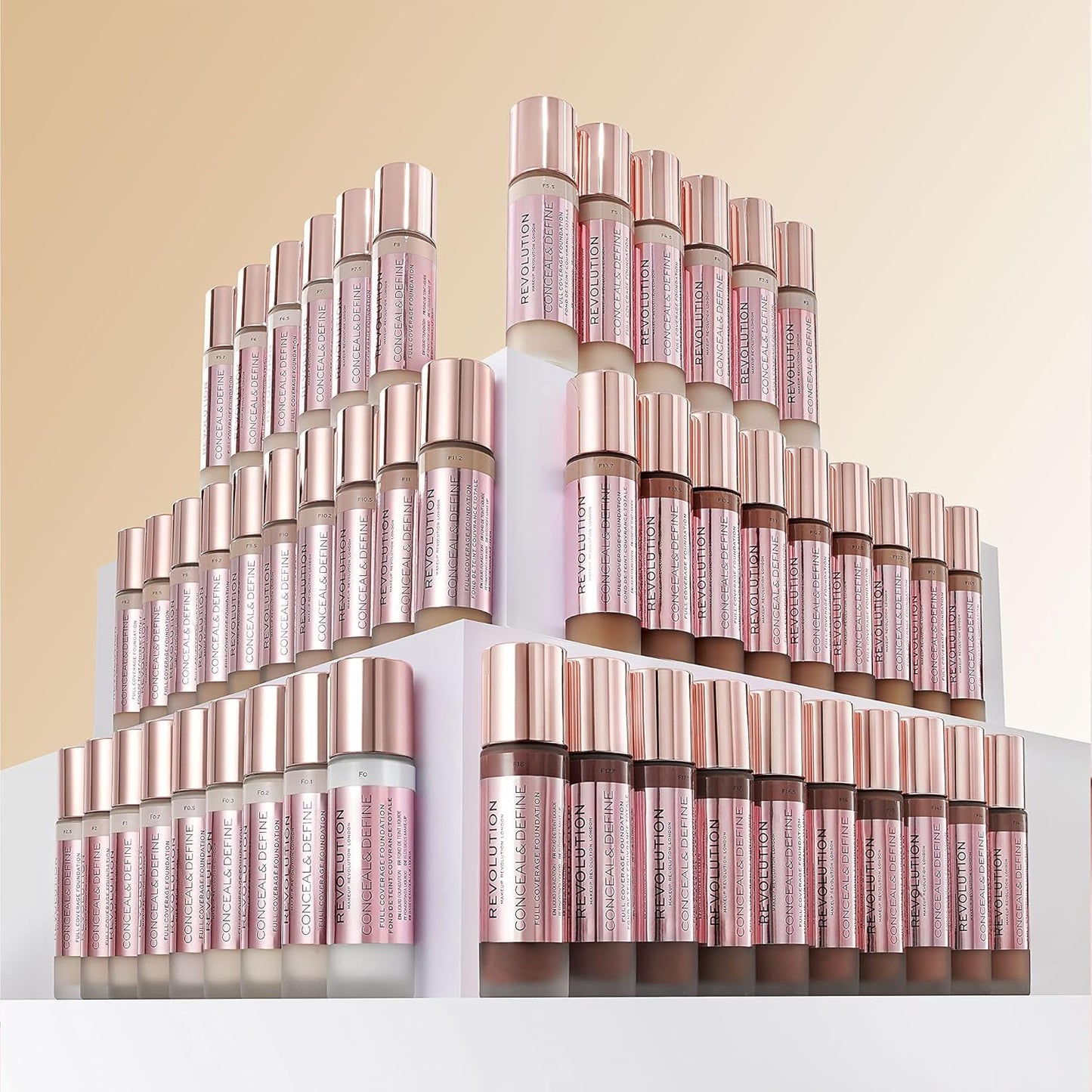 Revolution Beauty, Conceal & Define Foundation, Full Coverage, Long-Lasting Matte Finish, Vegan & Cruelty Free, F8 Light to Medium Skin Tones, 0.8 Fl.Oz.