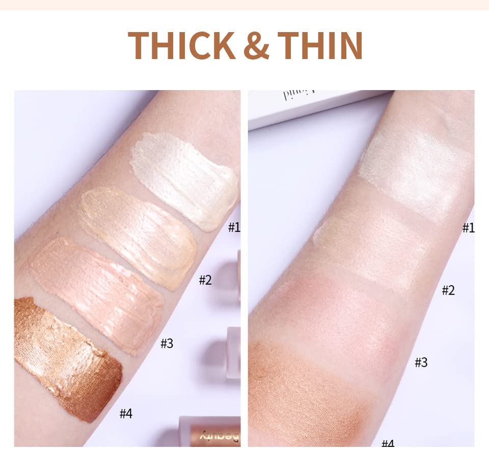 UNYOKE Liquid Highlighter, Highlighter makeup Stick，Makeup Highlighter Face Illuminator, Beauty Glow Highlight Body Shimmer, Waterproof Smooth Cream Highlighter, Longlasting Liquid Highlighter, Body Highlighter.-04#