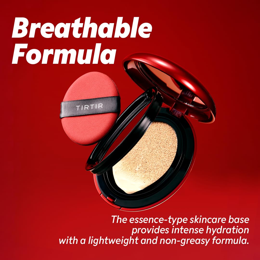 [*Mini Size*] TIRTIR Mask Fit Red Cushion Foundation | Full coverage, Weightless, Skin fit, Satin Glow Finish, Korean Makeup, beauty, Tattoo cover up, Buildable (#43N Deep Cocoa, 0.15 Fl Oz)