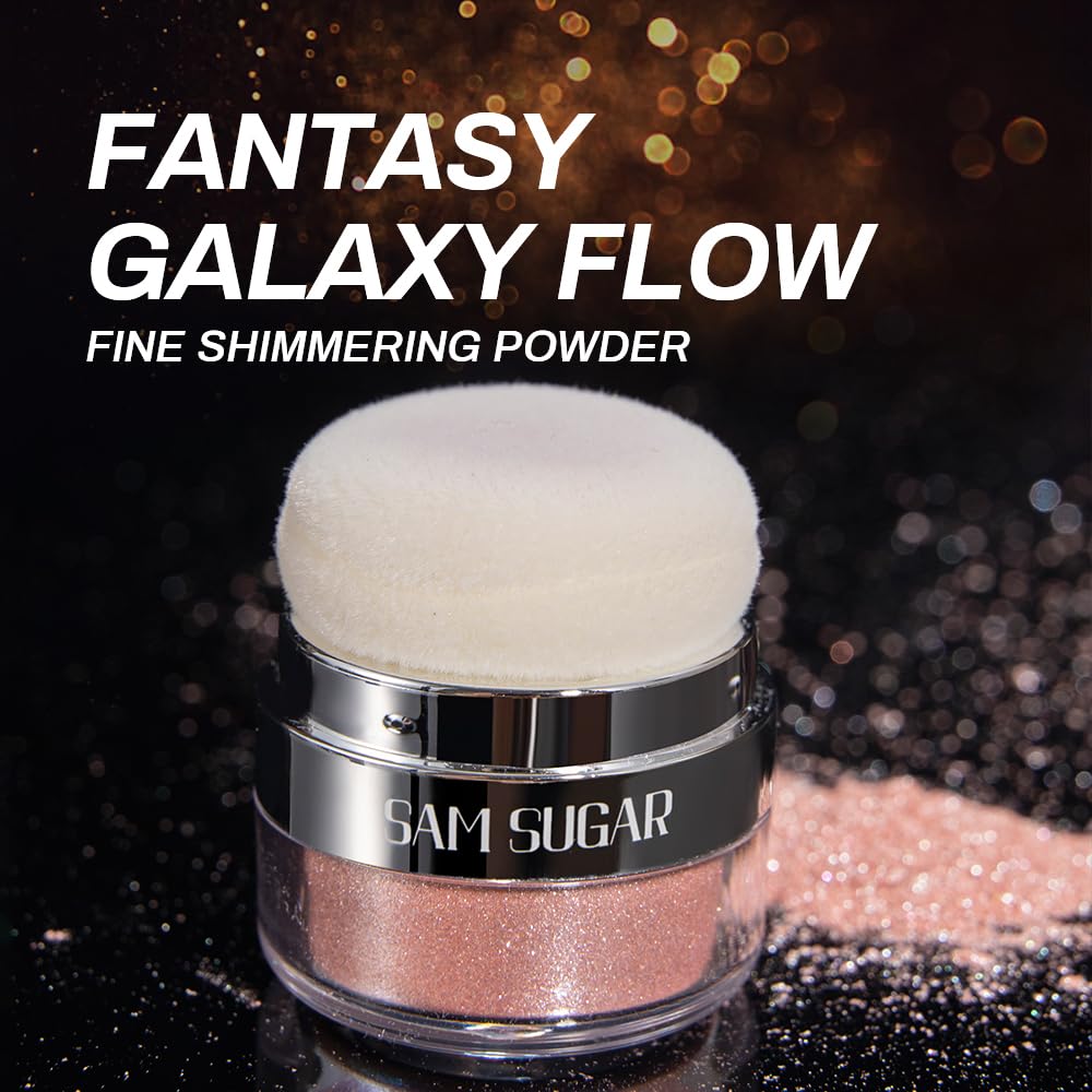 Glitter Body Highlighter Powder Body Shimmer Sparkle Face Brightening Highlighter Powder for Face Eyes Body Glow Makeup With sponge head（05#）