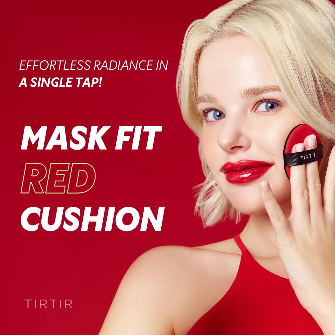 [*Mini Size*] TIRTIR Mask Fit Red Cushion Foundation | Full coverage, Weightless, Skin fit, Satin Glow Finish, Korean Makeup BB Foundation, beauty, Tattoo cover up, Buildable (#21N Ivory, 0.15 Fl Oz)