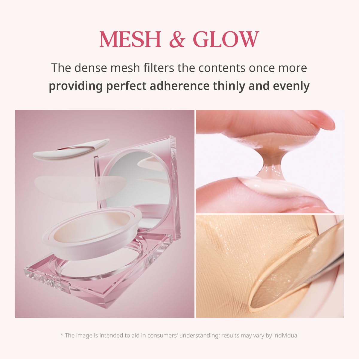 CLIO Kill Cover Mesh Glow Cushion Foundation ([Refill Included] 15g*2, 24W SAND), Glass Skin, Long-Lasting, Lightweight, Buildable Coverage, Glowy Skin Makeup