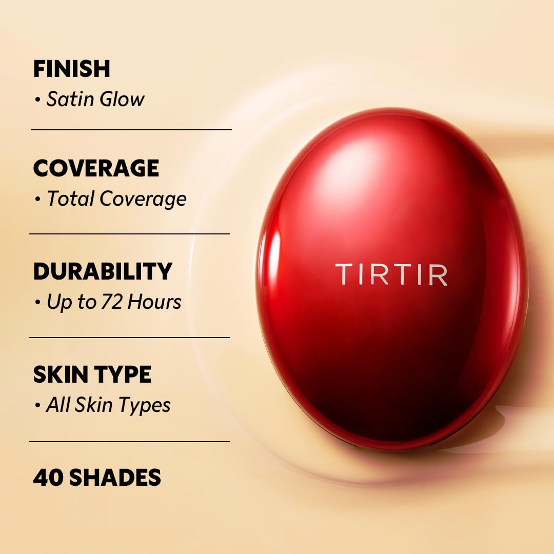 [*Mini Size*] TIRTIR Mask Fit Red Cushion Foundation | Full coverage, Weightless, Skin fit, Satin Glow Finish, Korean Makeup BB Foundation, beauty, Tattoo cover up, Buildable (#51N Fudge, 0.15 Fl Oz)