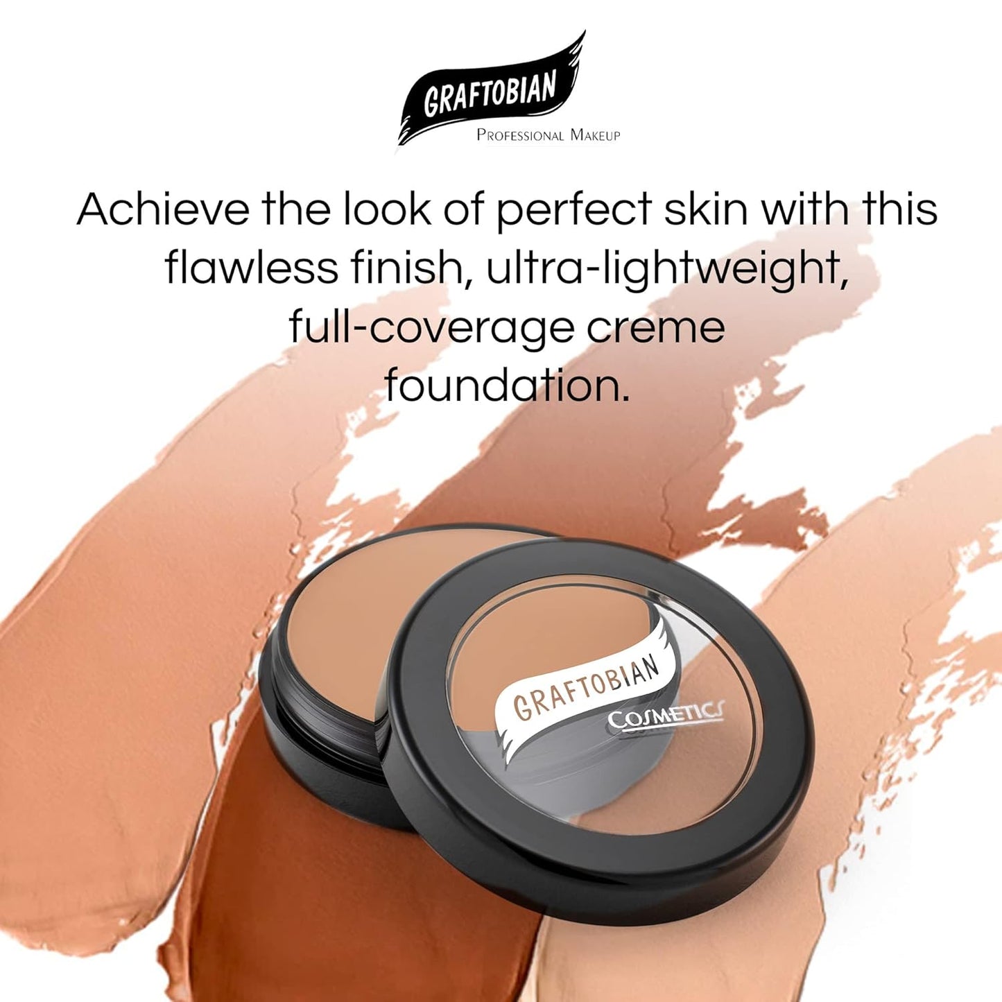 Graftobian HD Glamour Crème Foundation 1/2oz, Weightless Full Coverage Makeup, 65 Inclusive Shades, For All Skin Types, Natural or Full-Glam Looks, For Professionals and Beginners, Lady Fair