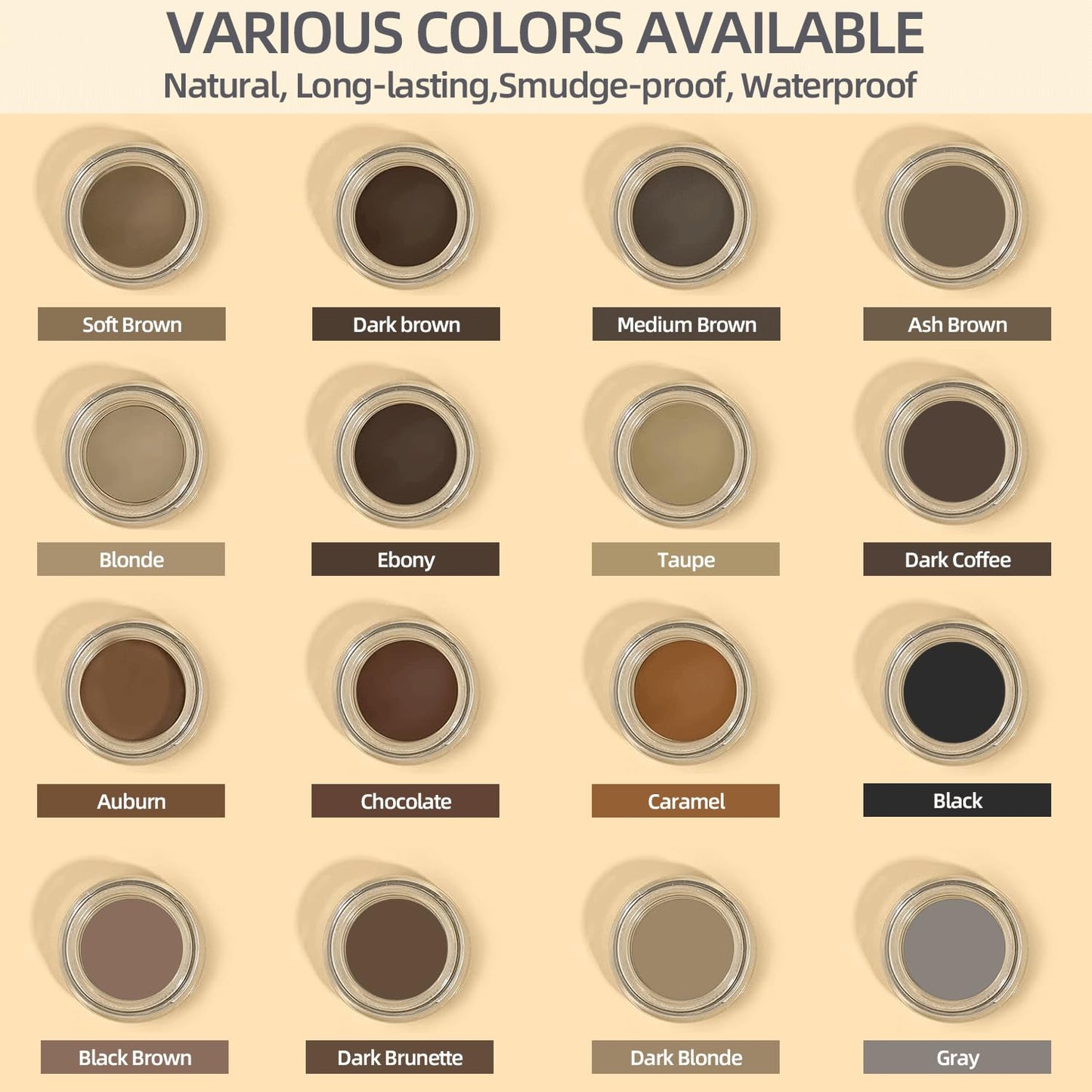 Eyebrow Pomade - Waterproof Brow Pomade for Long-lasting Results,Smudge Proof and Sweat Resistant Formula,Natural Eyebrow Makeup for All Skin Types and Tones - Dark Brunette