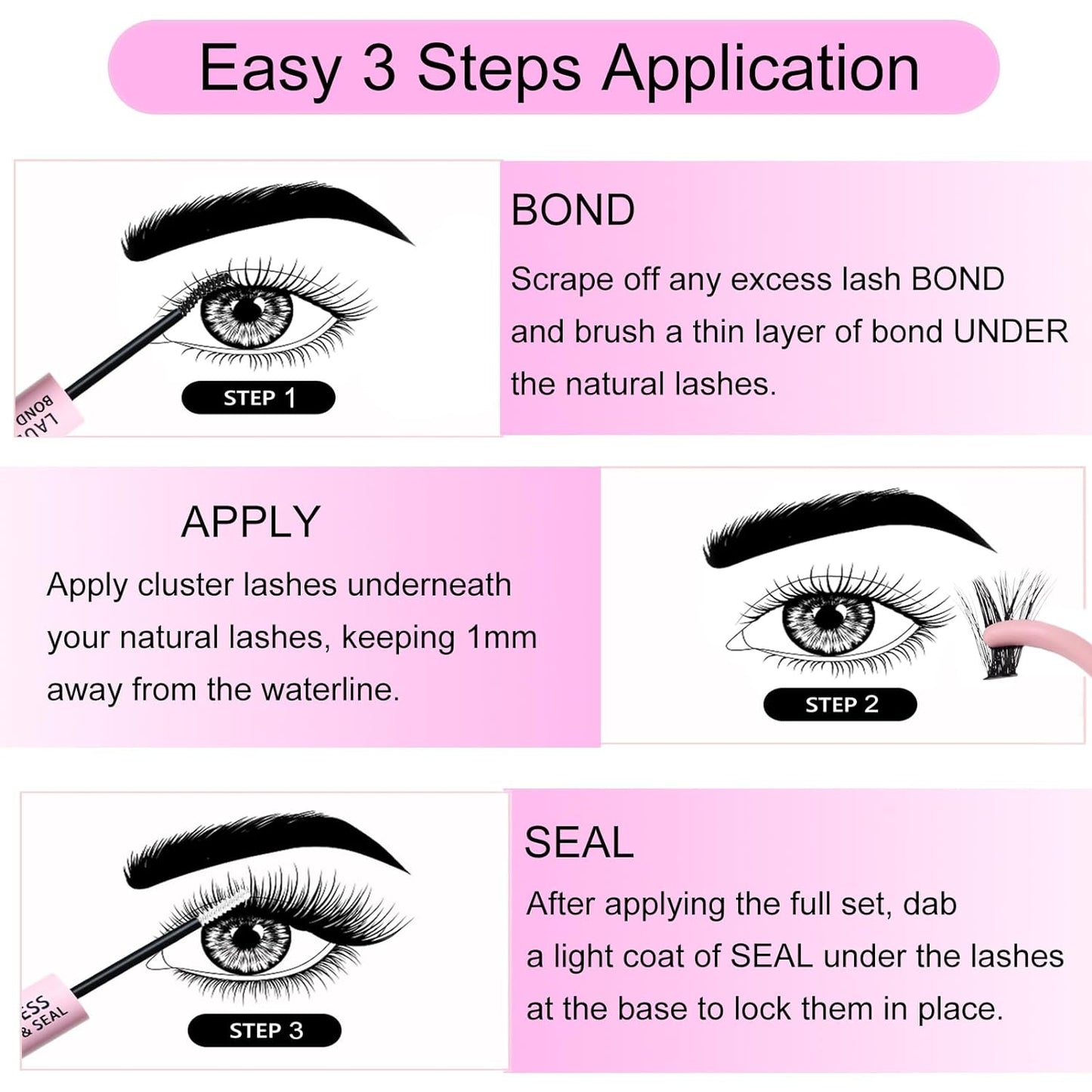 Lash Clusters Kit LAUBESS DIY Lash Extension Kit Lash Bond and Seal Waterproof Lash Glue Remover Tweezers Brush Cluster Eyelash Extensions Kit Eyelash Clusters (Kit 30D/40D-C-Mix14-18)