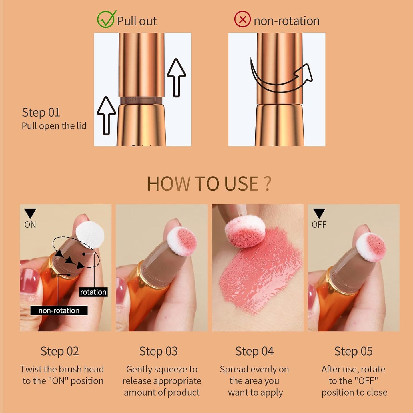 Highlighter Beauty Wand, Cream Liquid Highlighter Makeup Stick, Silky Smooth Face Shimmer Bronzer Stick with Cushion Applicator, Lightweight Body Face Glowing Highlighter, Cruelty-free（Pearl White）