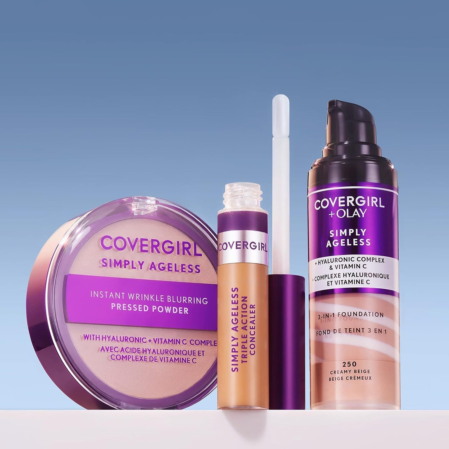 CoverGirl & Olay Simply Ageless 3-in-1 Liquid Foundation, Matte Finish, Hyaluronic & Vitamin C Formula, Creamy Natural, 1 Count