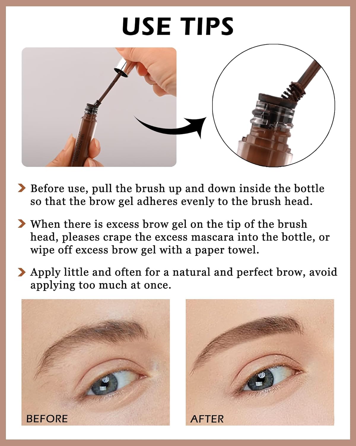 Waterproof Tinted Eyebrow Gel-Long Lasting Smudge-Proof Eyebrow Mascara Tinted Brow Glue,Eye Brow Filler,Volumizing Enhance Brow Mascara With Brow Razor,Women's Day Eye Makeup Gift for Women-06 Ebony