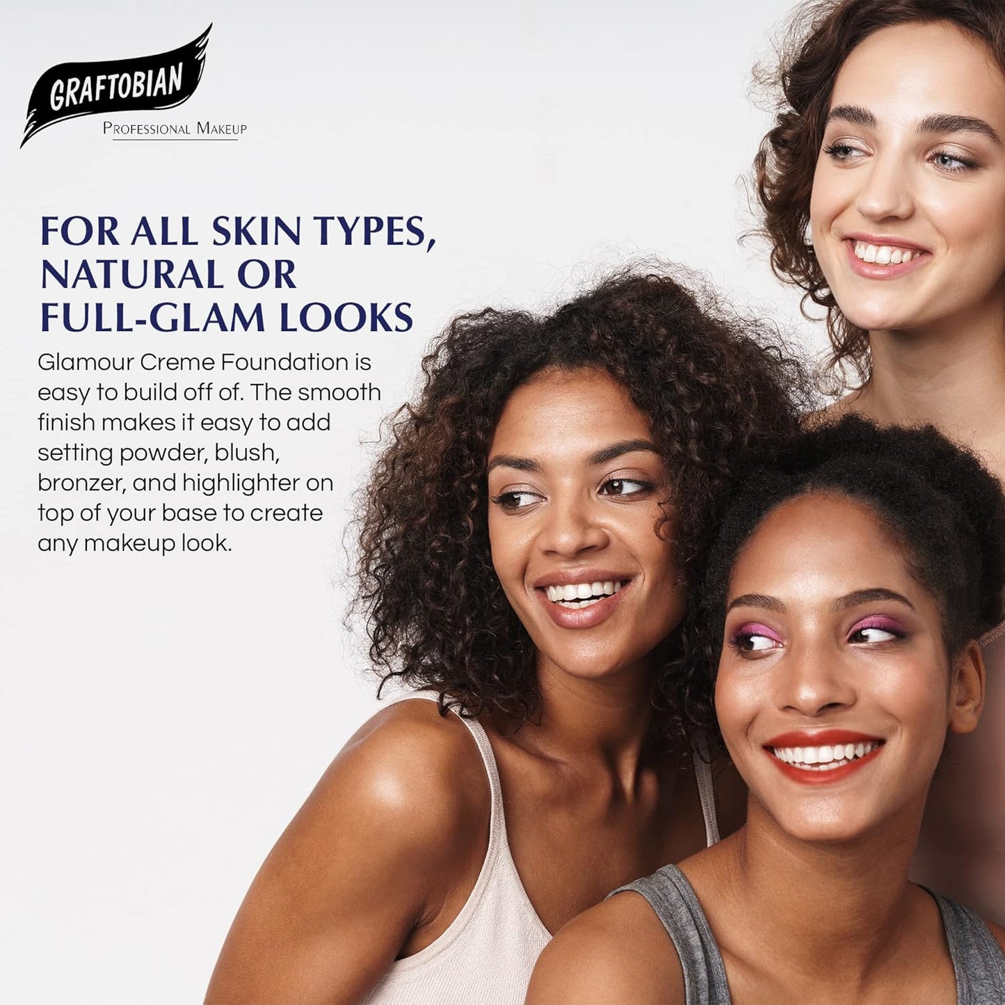 Graftobian HD Glamour Crème Foundation 1/2oz, Weightless Full Coverage Makeup, 65 Inclusive Shades, For All Skin Types, Natural or Full-Glam Looks, For Professionals and Beginners, Winter Wheat