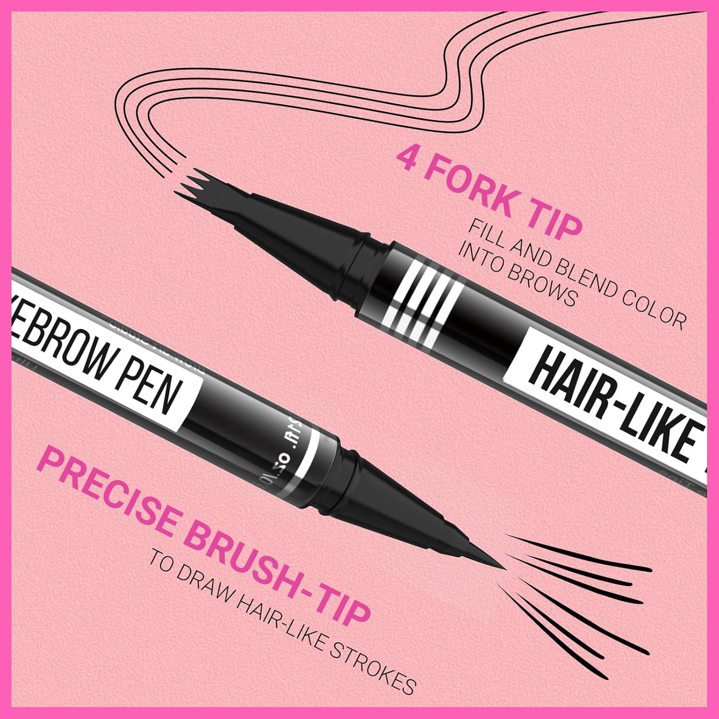 iMethod Eyebrow Pen - Eyebrow Pencil Magical 2-in-1 Eye Brow Pencils for Women with 4-Fork-Tip & Precise Brush-Tip for Natural Hair-Like Brows, Last All-Day, with Eyebrow Spoolie Brush, Grey